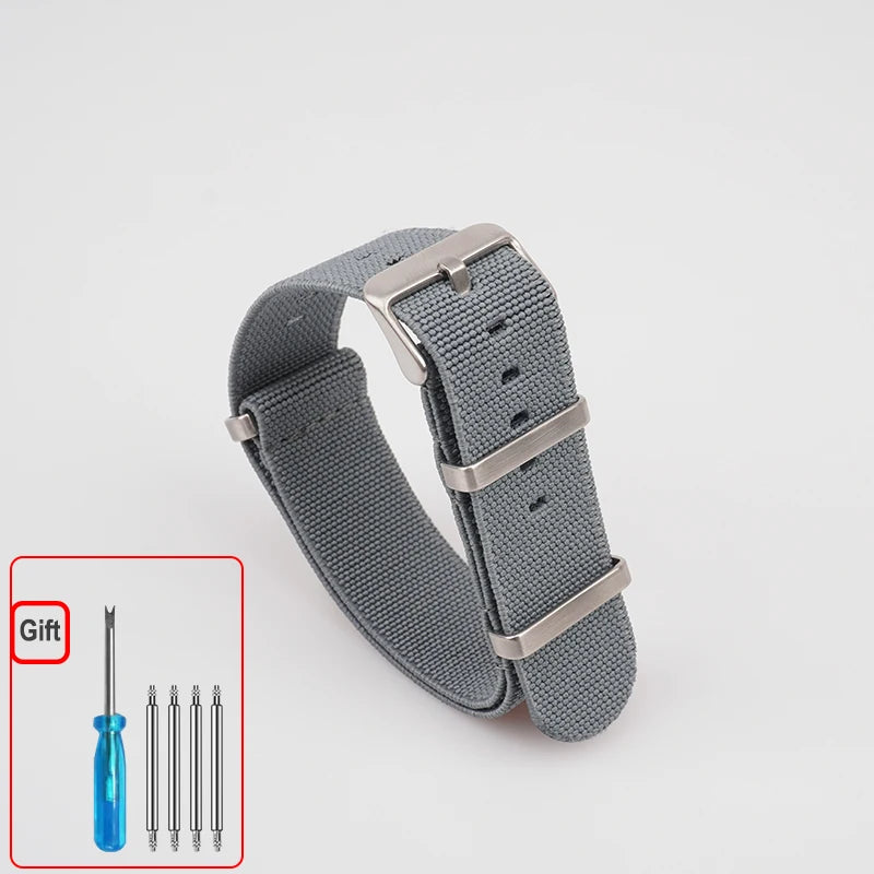 Washable Elastic Nylon Watchband For Seiko 60s French Troops Parachute Bag Nato Strap 18mm 20mm 22mm Outdoor waterproof bracelet