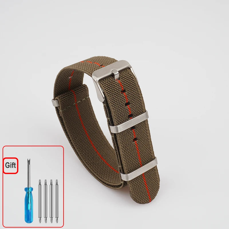Washable Elastic Nylon Watchband For Seiko 60s French Troops Parachute Bag Nato Strap 18mm 20mm 22mm Outdoor waterproof bracelet