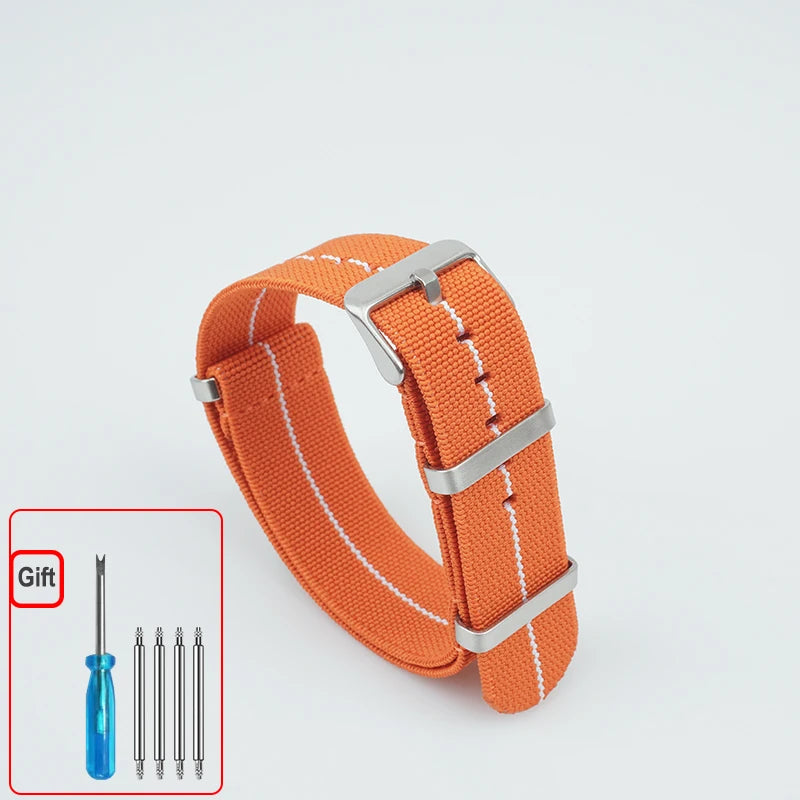 Washable Elastic Nylon Watchband For Seiko 60s French Troops Parachute Bag Nato Strap 18mm 20mm 22mm Outdoor waterproof bracelet