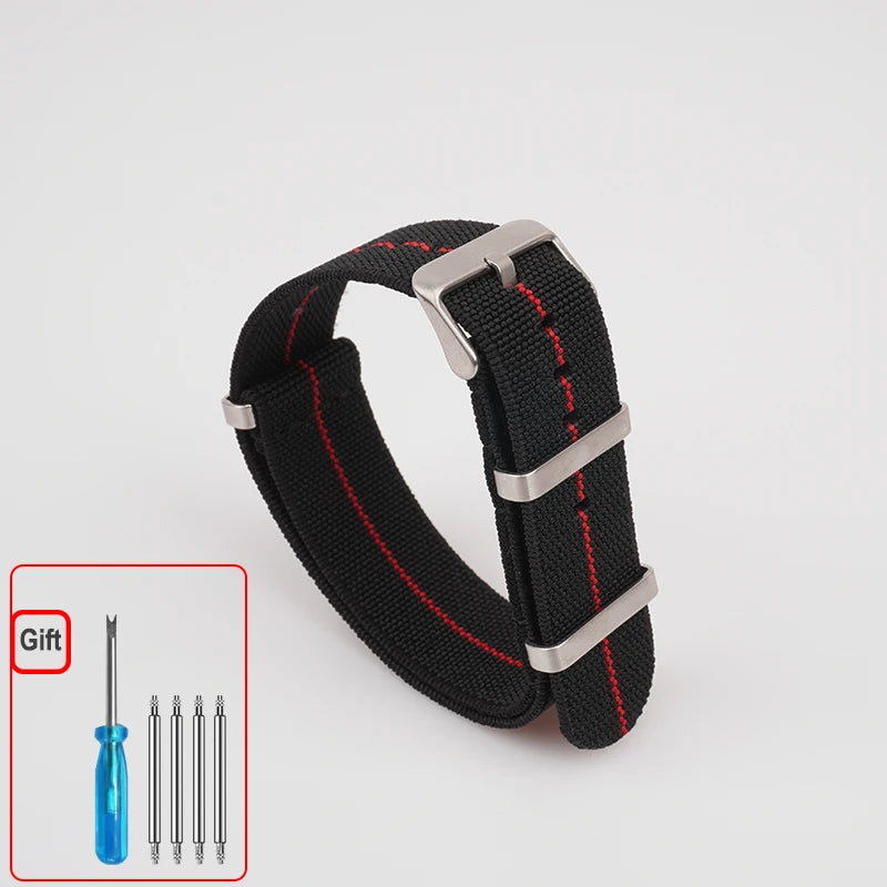 Washable Elastic Nylon Watchband For Seiko 60s French Troops Parachute Bag Nato Strap 18mm 20mm 22mm Outdoor waterproof bracelet
