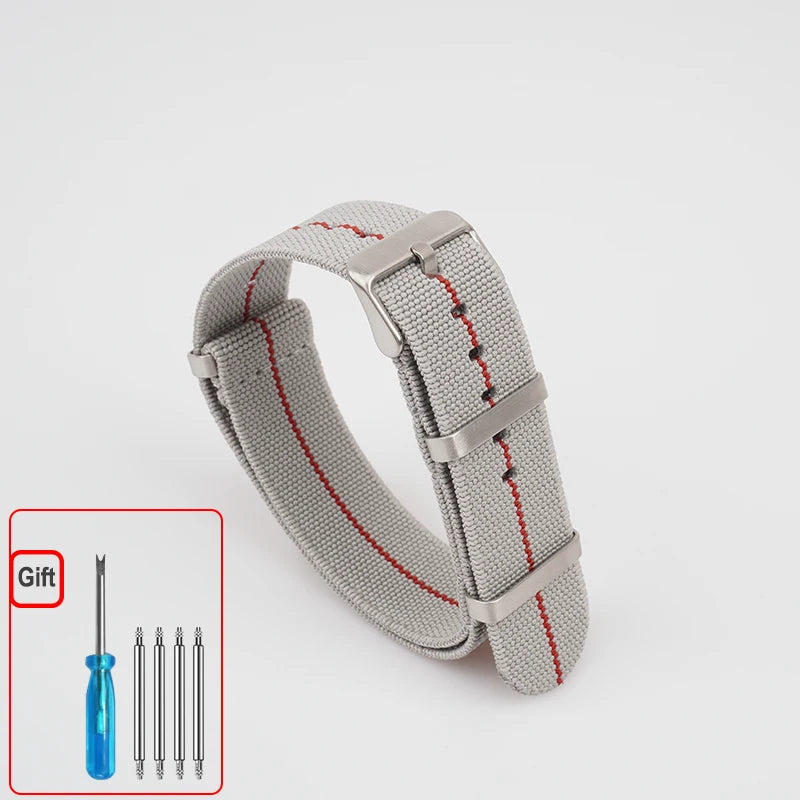 Washable Elastic Nylon Watchband For Seiko 60s French Troops Parachute Bag Nato Strap 18mm 20mm 22mm Outdoor waterproof bracelet