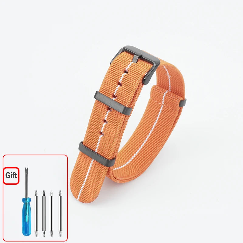 Washable Elastic Nylon Watchband For Seiko 60s French Troops Parachute Bag Nato Strap 18mm 20mm 22mm Outdoor waterproof bracelet