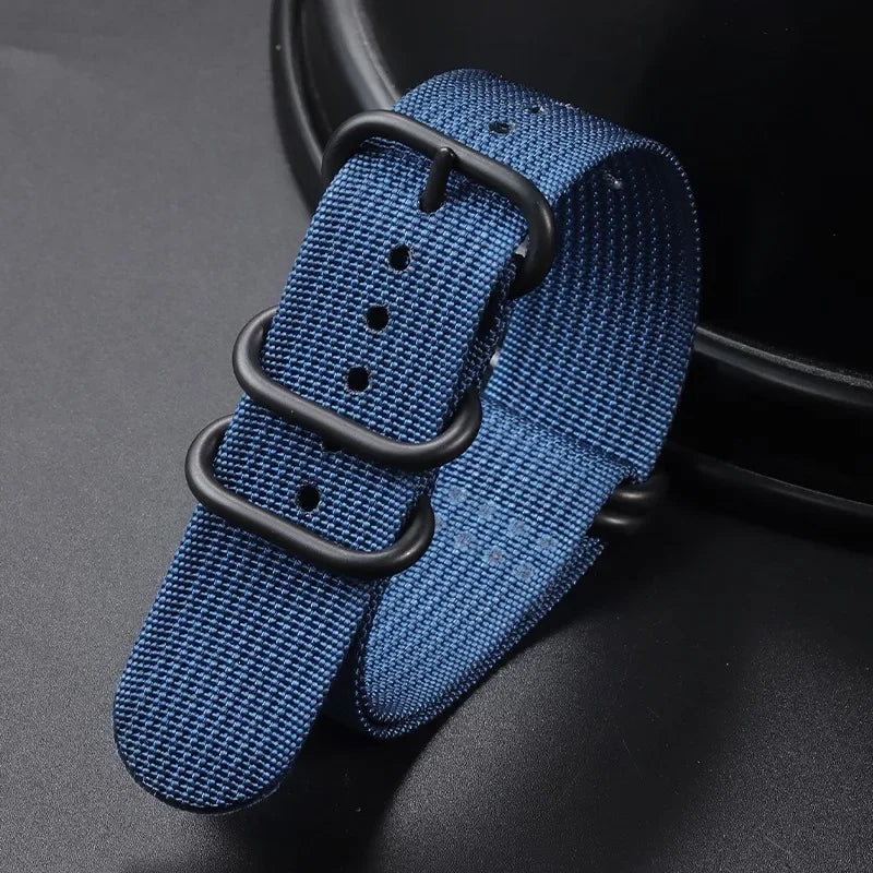 Nylon Braided Watch Band Men Women Smart Watch Straps Woven Canvas Sport Bracelets 5-ring Buckle Universal Replacement Wristband