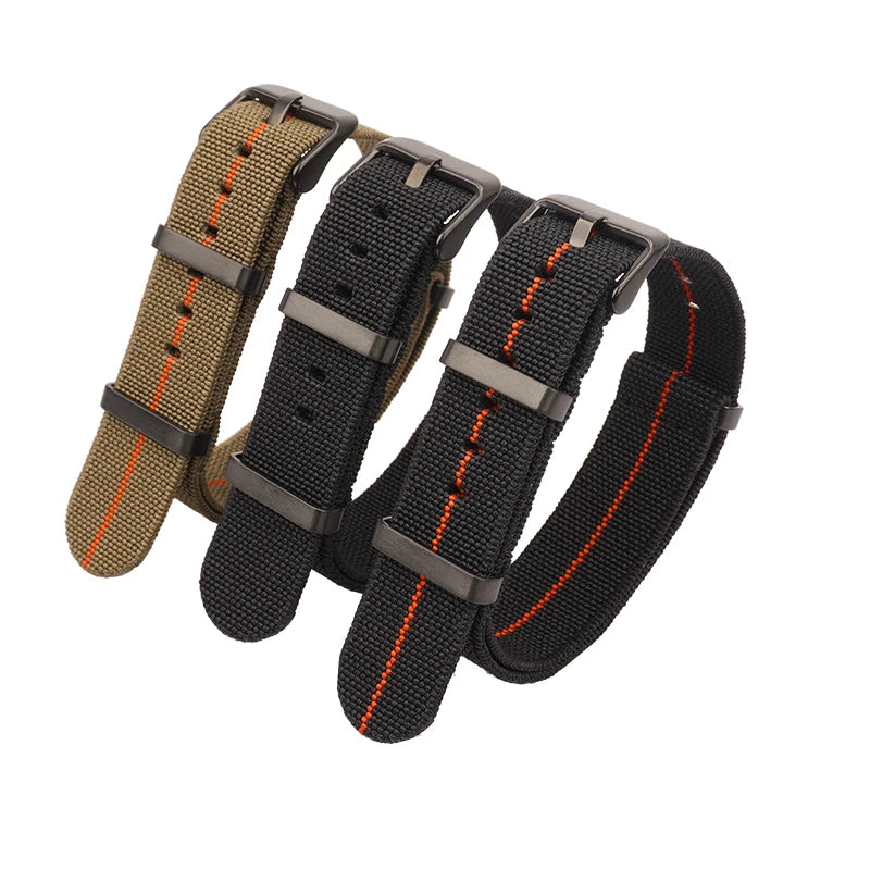 Washable Elastic Nylon Watchband For Seiko 60s French Troops Parachute Bag Nato Strap 18mm 20mm 22mm Outdoor waterproof bracelet