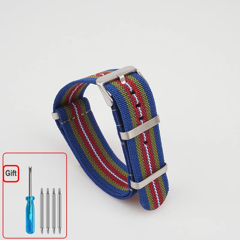 Washable Elastic Nylon Watchband For Seiko 60s French Troops Parachute Bag Nato Strap 18mm 20mm 22mm Outdoor waterproof bracelet
