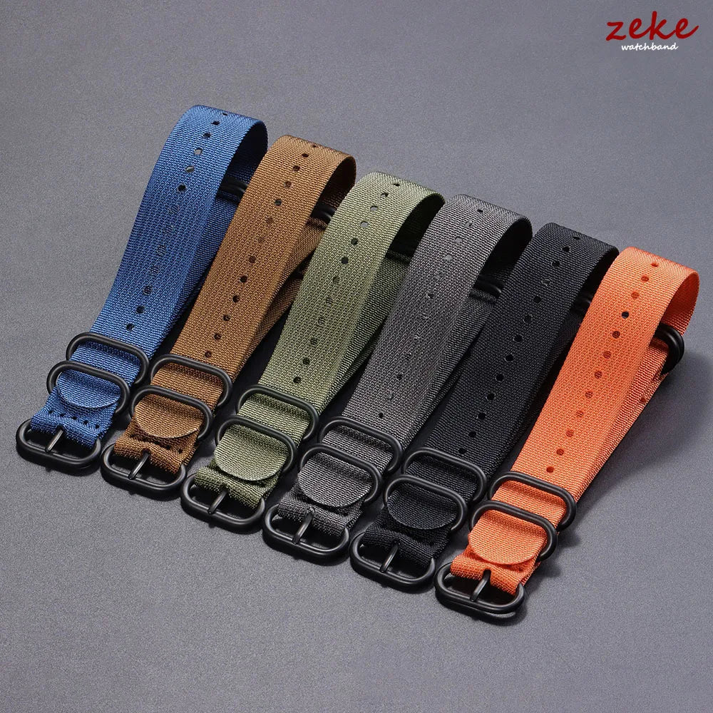 Ribbed Nylon Watchband Nylon Watch Strap 18mm 20mm 22mm 24mm Watchband for Seiko Military Loop Watch Band Black Buckle Bracelets