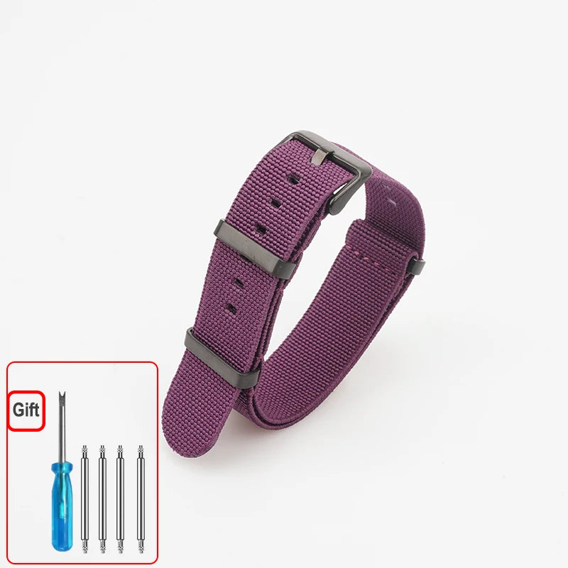 Washable Elastic Nylon Watchband For Seiko 60s French Troops Parachute Bag Nato Strap 18mm 20mm 22mm Outdoor waterproof bracelet