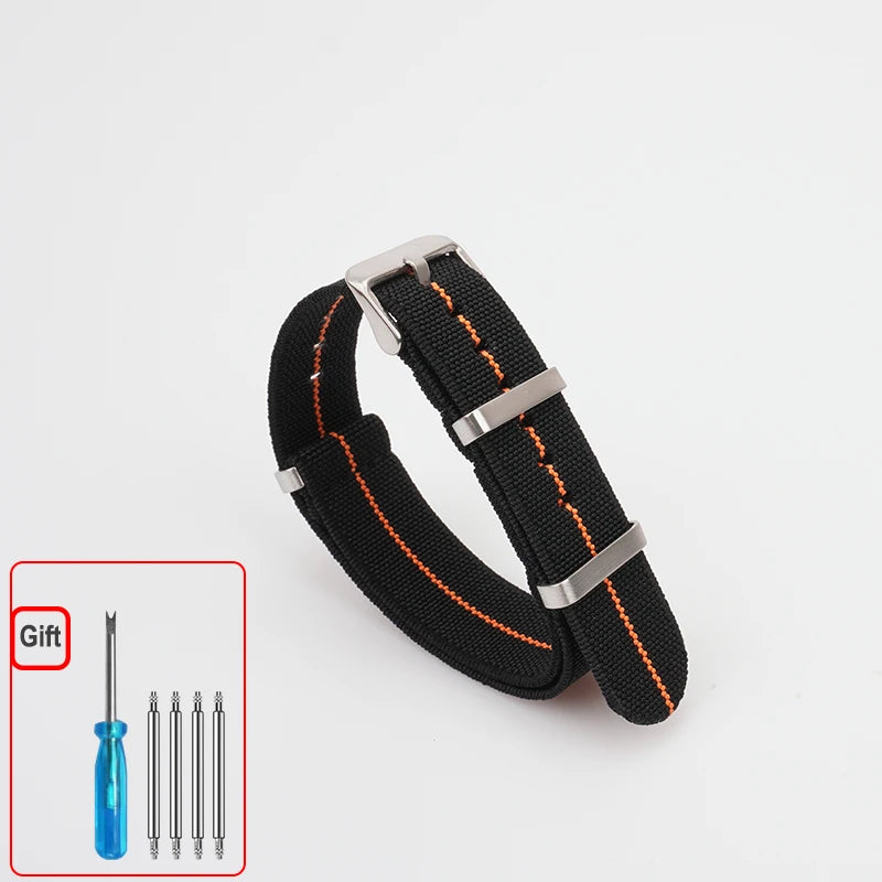 Washable Elastic Nylon Watchband For Seiko 60s French Troops Parachute Bag Nato Strap 18mm 20mm 22mm Outdoor waterproof bracelet