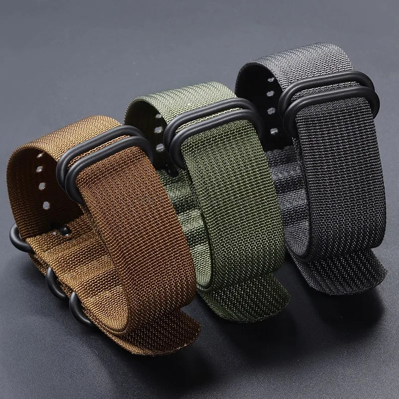 Nylon Braided Watch Band Men Women Smart Watch Straps Woven Canvas Sport Bracelets 5-ring Buckle Universal Replacement Wristband
