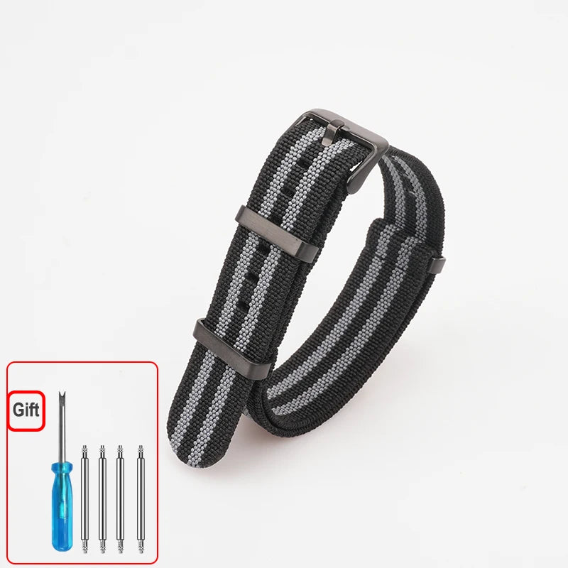 Washable Elastic Nylon Watchband For Seiko 60s French Troops Parachute Bag Nato Strap 18mm 20mm 22mm Outdoor waterproof bracelet