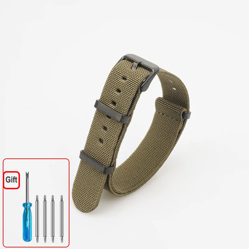 Washable Elastic Nylon Watchband For Seiko 60s French Troops Parachute Bag Nato Strap 18mm 20mm 22mm Outdoor waterproof bracelet