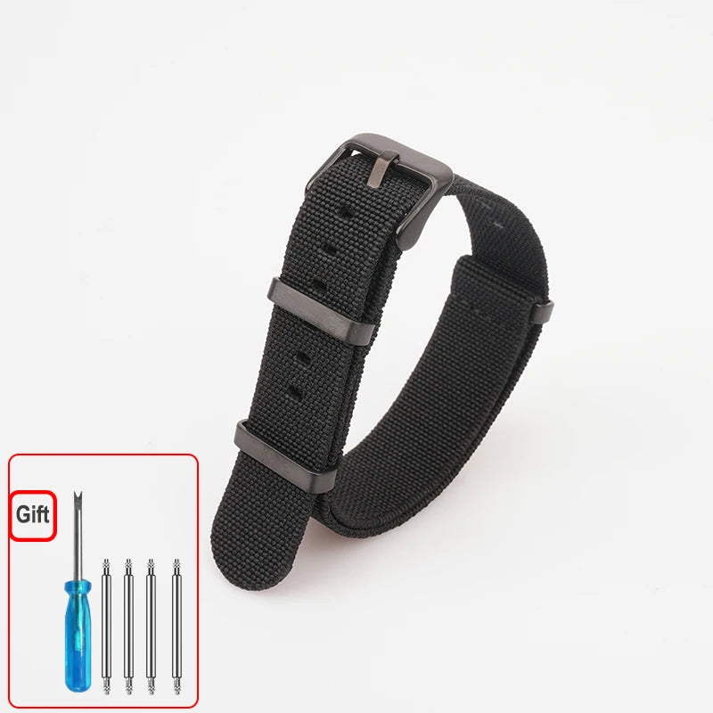 Washable Elastic Nylon Watchband For Seiko 60s French Troops Parachute Bag Nato Strap 18mm 20mm 22mm Outdoor waterproof bracelet
