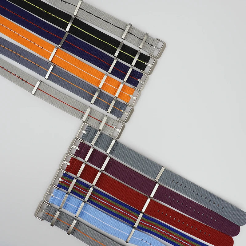 Washable Elastic Nylon Watchband For Seiko 60s French Troops Parachute Bag Nato Strap 18mm 20mm 22mm Outdoor waterproof bracelet