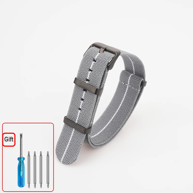 Washable Elastic Nylon Watchband For Seiko 60s French Troops Parachute Bag Nato Strap 18mm 20mm 22mm Outdoor waterproof bracelet