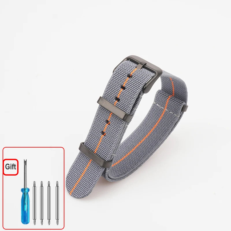 Washable Elastic Nylon Watchband For Seiko 60s French Troops Parachute Bag Nato Strap 18mm 20mm 22mm Outdoor waterproof bracelet