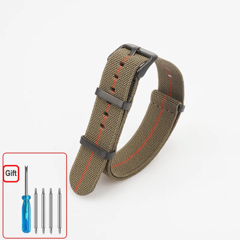 Washable Elastic Nylon Watchband For Seiko 60s French Troops Parachute Bag Nato Strap 18mm 20mm 22mm Outdoor waterproof bracelet