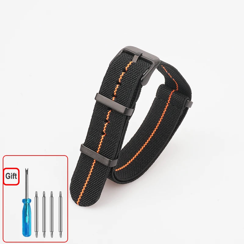 Washable Elastic Nylon Watchband For Seiko 60s French Troops Parachute Bag Nato Strap 18mm 20mm 22mm Outdoor waterproof bracelet