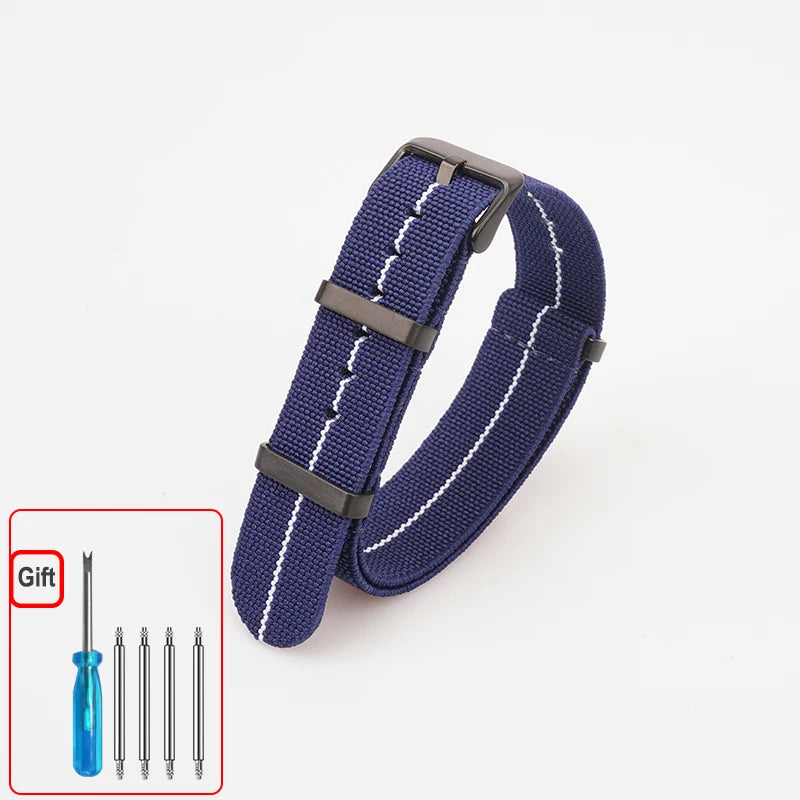 Washable Elastic Nylon Watchband For Seiko 60s French Troops Parachute Bag Nato Strap 18mm 20mm 22mm Outdoor waterproof bracelet