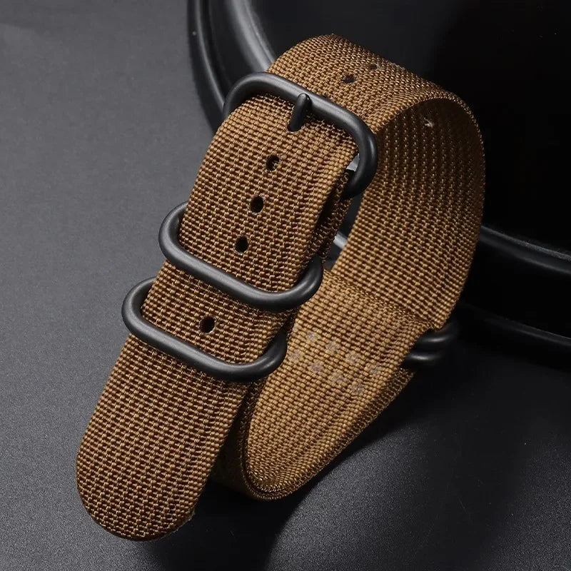 Nylon Braided Watch Band Men Women Smart Watch Straps Woven Canvas Sport Bracelets 5-ring Buckle Universal Replacement Wristband