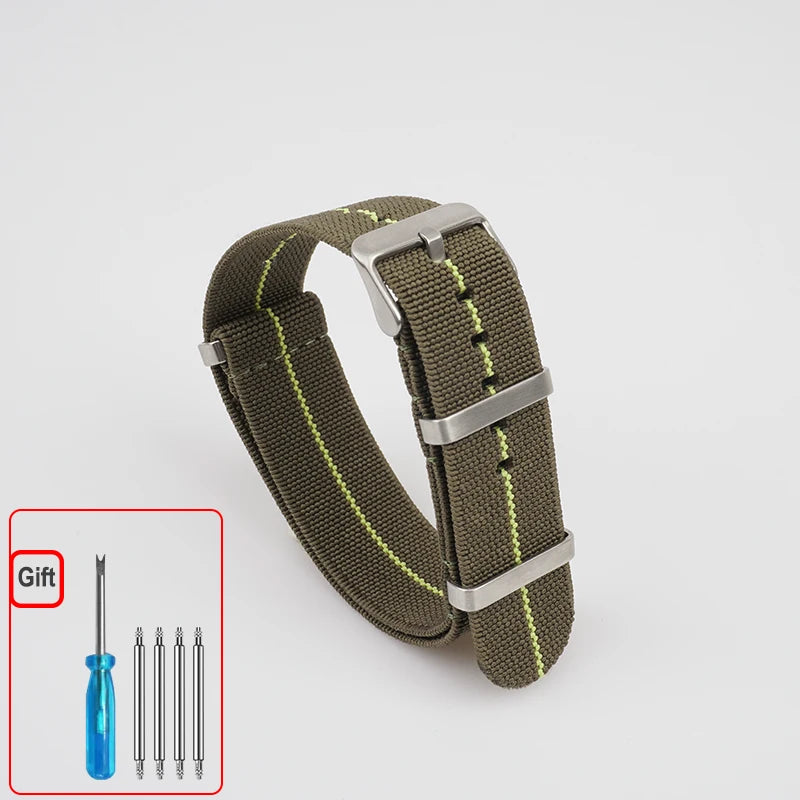 Washable Elastic Nylon Watchband For Seiko 60s French Troops Parachute Bag Nato Strap 18mm 20mm 22mm Outdoor waterproof bracelet