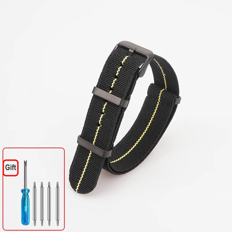 Washable Elastic Nylon Watchband For Seiko 60s French Troops Parachute Bag Nato Strap 18mm 20mm 22mm Outdoor waterproof bracelet