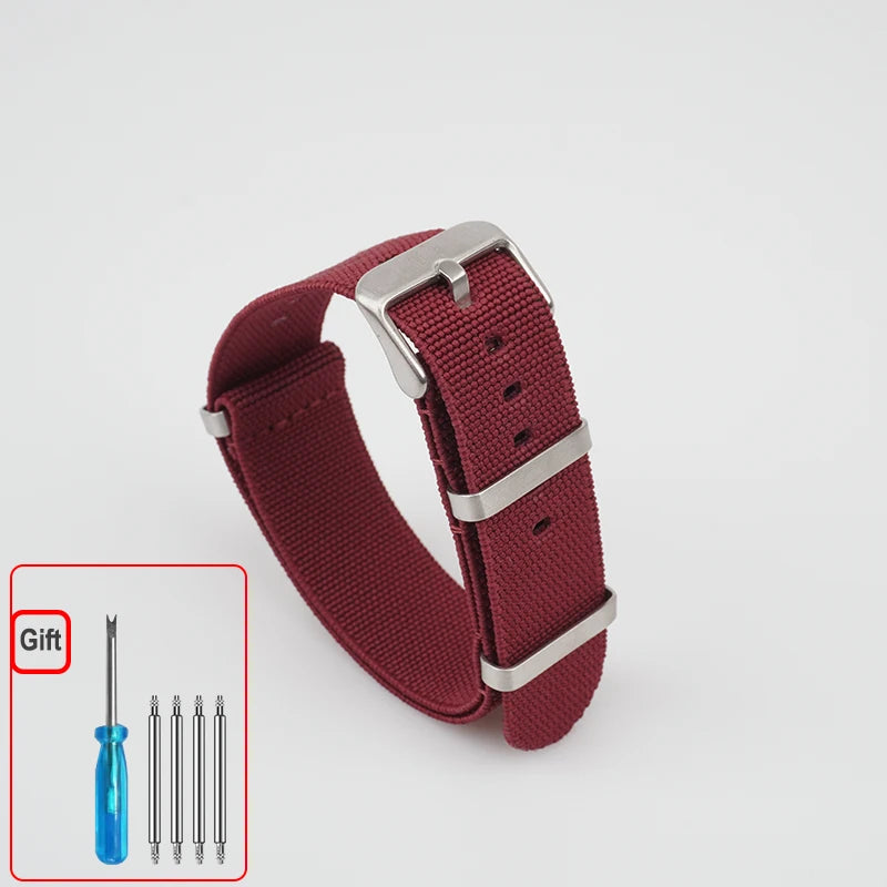 Washable Elastic Nylon Watchband For Seiko 60s French Troops Parachute Bag Nato Strap 18mm 20mm 22mm Outdoor waterproof bracelet