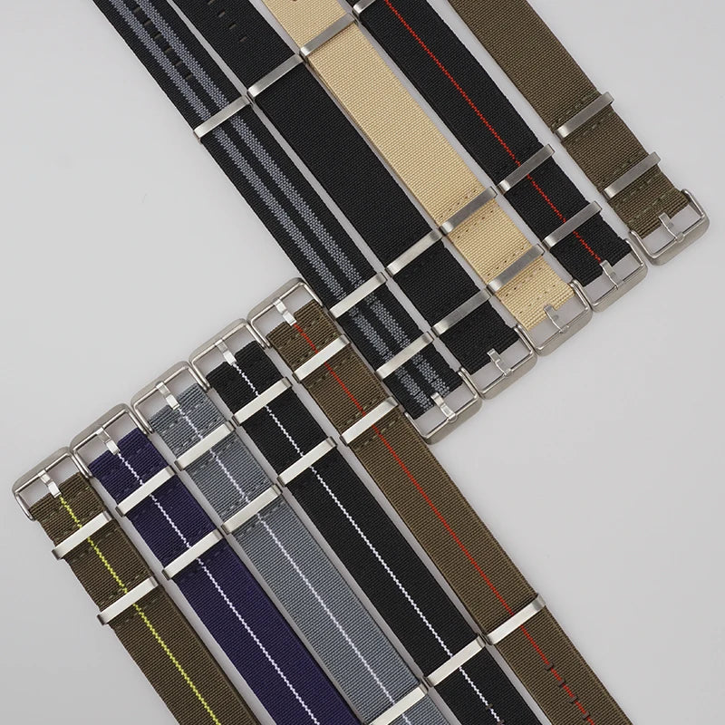 Washable Elastic Nylon Watchband For Seiko 60s French Troops Parachute Bag Nato Strap 18mm 20mm 22mm Outdoor waterproof bracelet