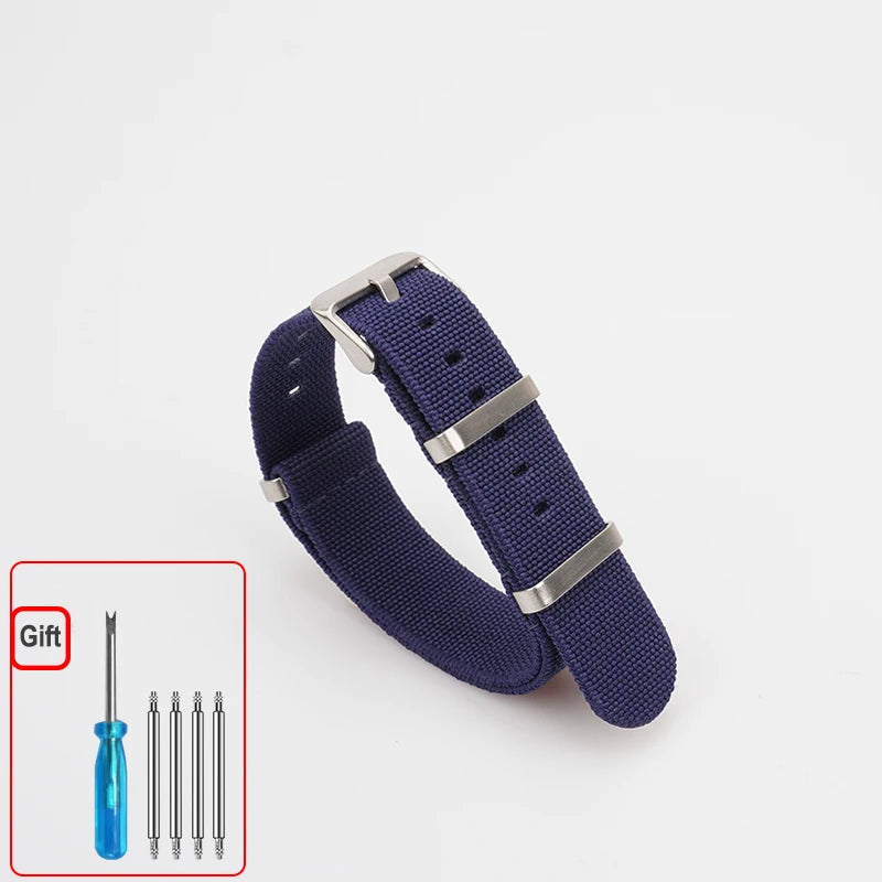 Washable Elastic Nylon Watchband For Seiko 60s French Troops Parachute Bag Nato Strap 18mm 20mm 22mm Outdoor waterproof bracelet