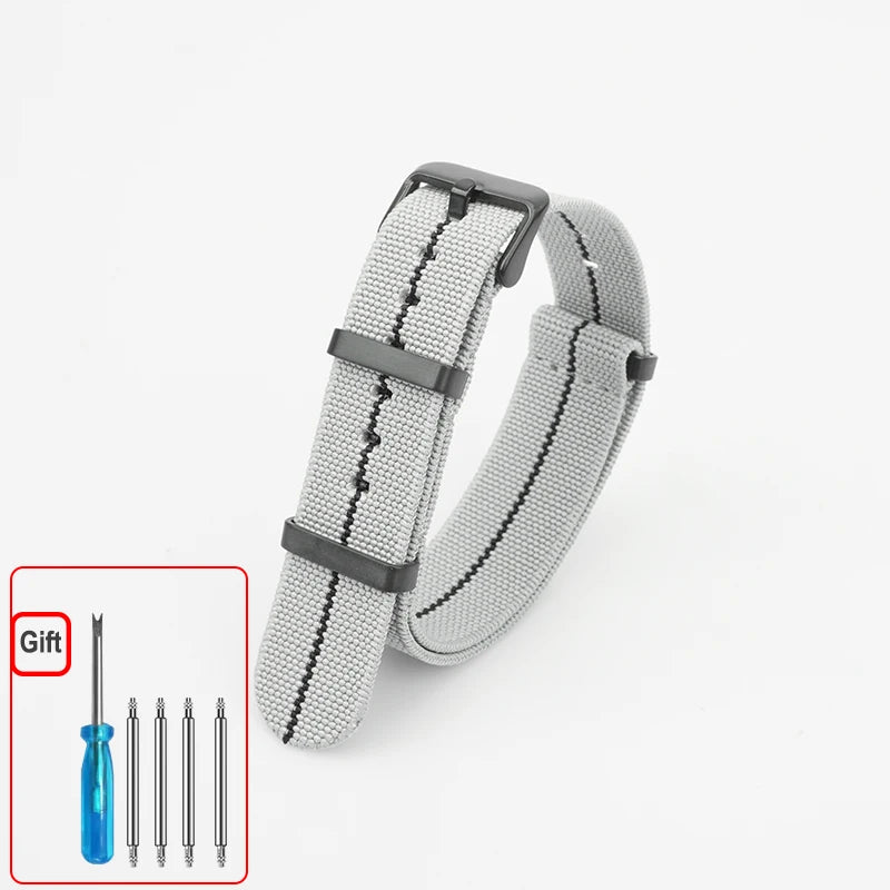 Washable Elastic Nylon Watchband For Seiko 60s French Troops Parachute Bag Nato Strap 18mm 20mm 22mm Outdoor waterproof bracelet