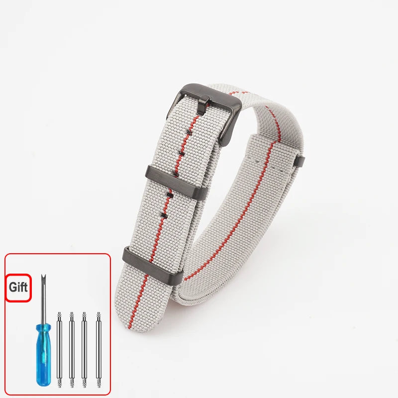 Washable Elastic Nylon Watchband For Seiko 60s French Troops Parachute Bag Nato Strap 18mm 20mm 22mm Outdoor waterproof bracelet