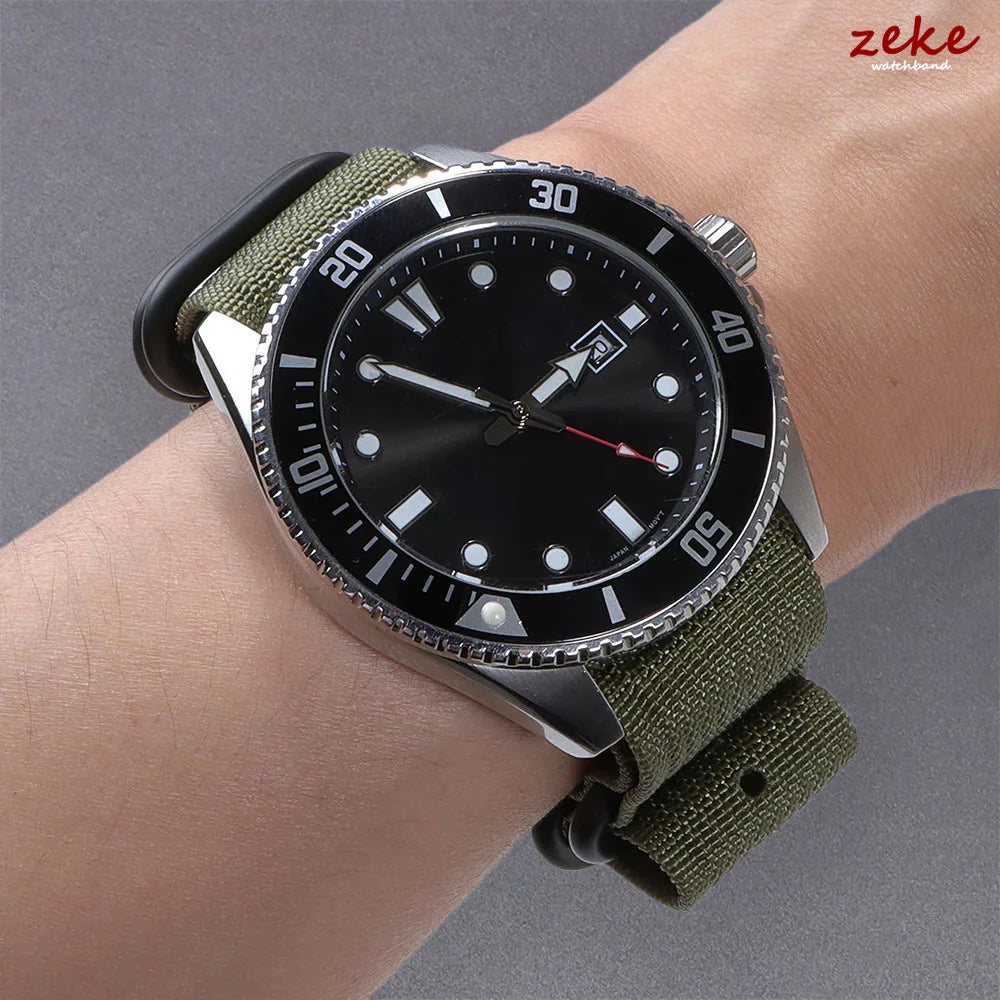 Ribbed Nylon Watchband Nylon Watch Strap 18mm 20mm 22mm 24mm Watchband for Seiko Military Loop Watch Band Black Buckle Bracelets