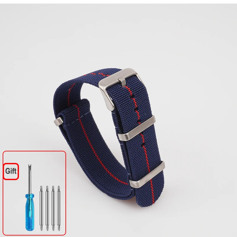 Washable Elastic Nylon Watchband For Seiko 60s French Troops Parachute Bag Nato Strap 18mm 20mm 22mm Outdoor waterproof bracelet