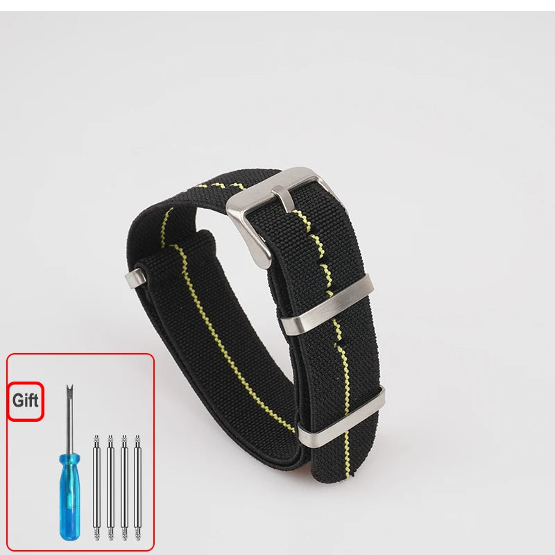 Washable Elastic Nylon Watchband For Seiko 60s French Troops Parachute Bag Nato Strap 18mm 20mm 22mm Outdoor waterproof bracelet
