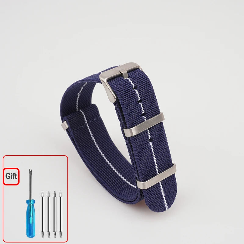Washable Elastic Nylon Watchband For Seiko 60s French Troops Parachute Bag Nato Strap 18mm 20mm 22mm Outdoor waterproof bracelet