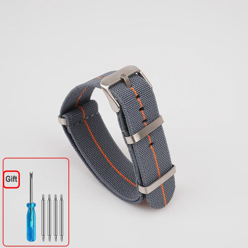 Washable Elastic Nylon Watchband For Seiko 60s French Troops Parachute Bag Nato Strap 18mm 20mm 22mm Outdoor waterproof bracelet