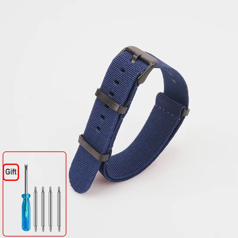 Washable Elastic Nylon Watchband For Seiko 60s French Troops Parachute Bag Nato Strap 18mm 20mm 22mm Outdoor waterproof bracelet