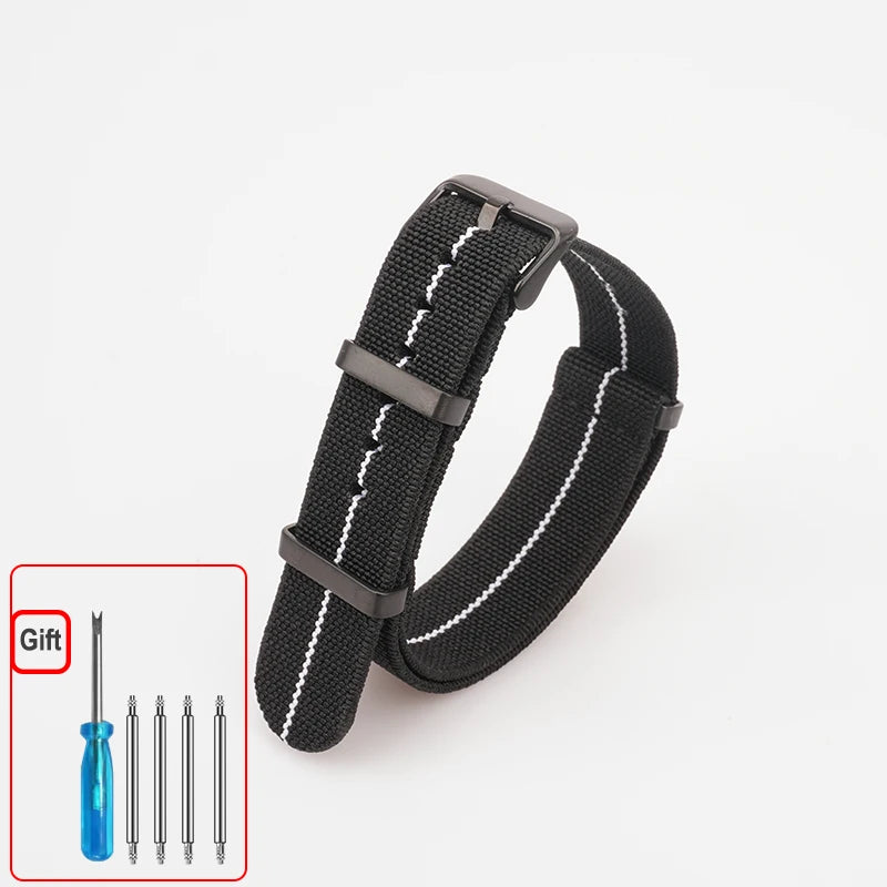 Washable Elastic Nylon Watchband For Seiko 60s French Troops Parachute Bag Nato Strap 18mm 20mm 22mm Outdoor waterproof bracelet