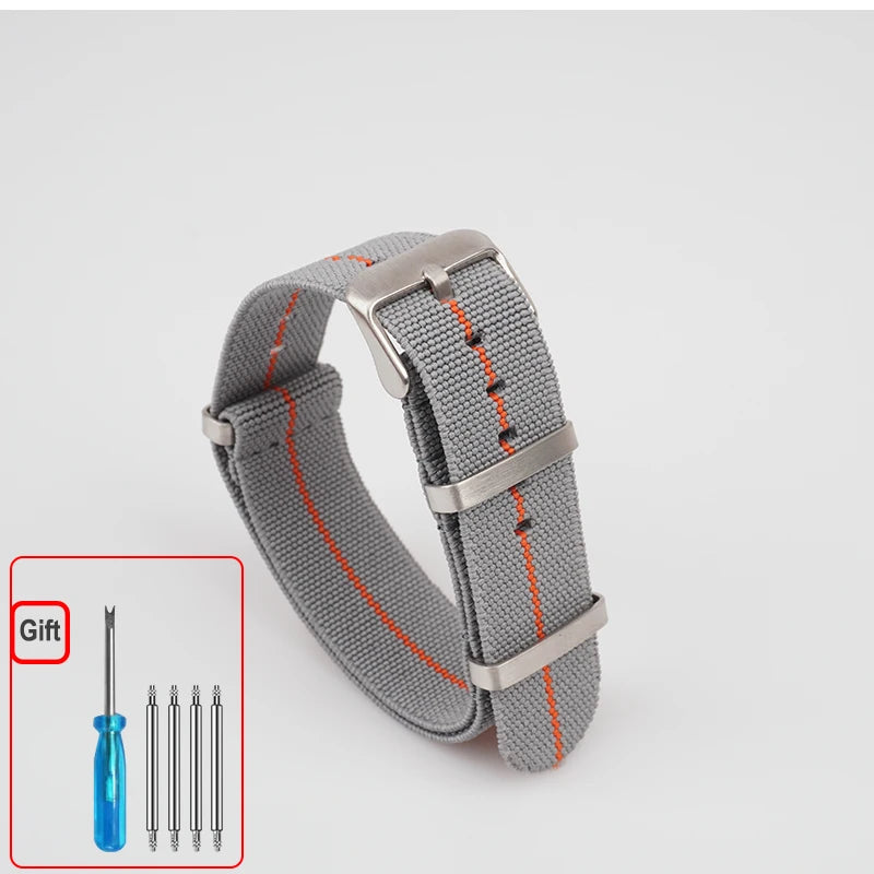 Washable Elastic Nylon Watchband For Seiko 60s French Troops Parachute Bag Nato Strap 18mm 20mm 22mm Outdoor waterproof bracelet