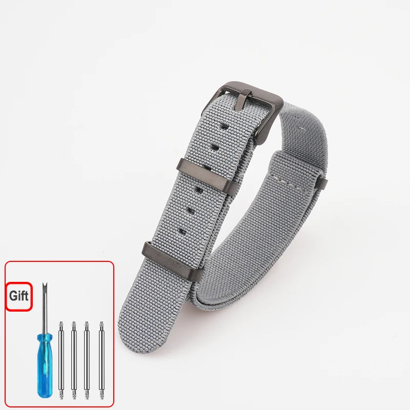 Washable Elastic Nylon Watchband For Seiko 60s French Troops Parachute Bag Nato Strap 18mm 20mm 22mm Outdoor waterproof bracelet