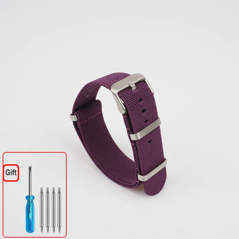 Washable Elastic Nylon Watchband For Seiko 60s French Troops Parachute Bag Nato Strap 18mm 20mm 22mm Outdoor waterproof bracelet