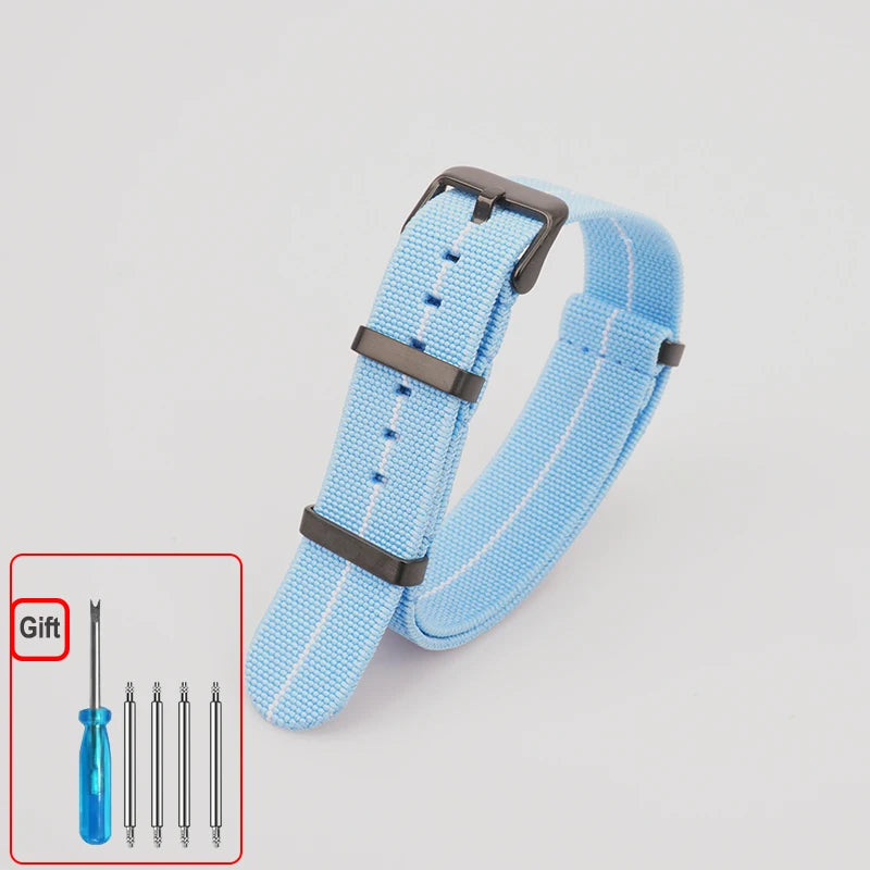 Washable Elastic Nylon Watchband For Seiko 60s French Troops Parachute Bag Nato Strap 18mm 20mm 22mm Outdoor waterproof bracelet