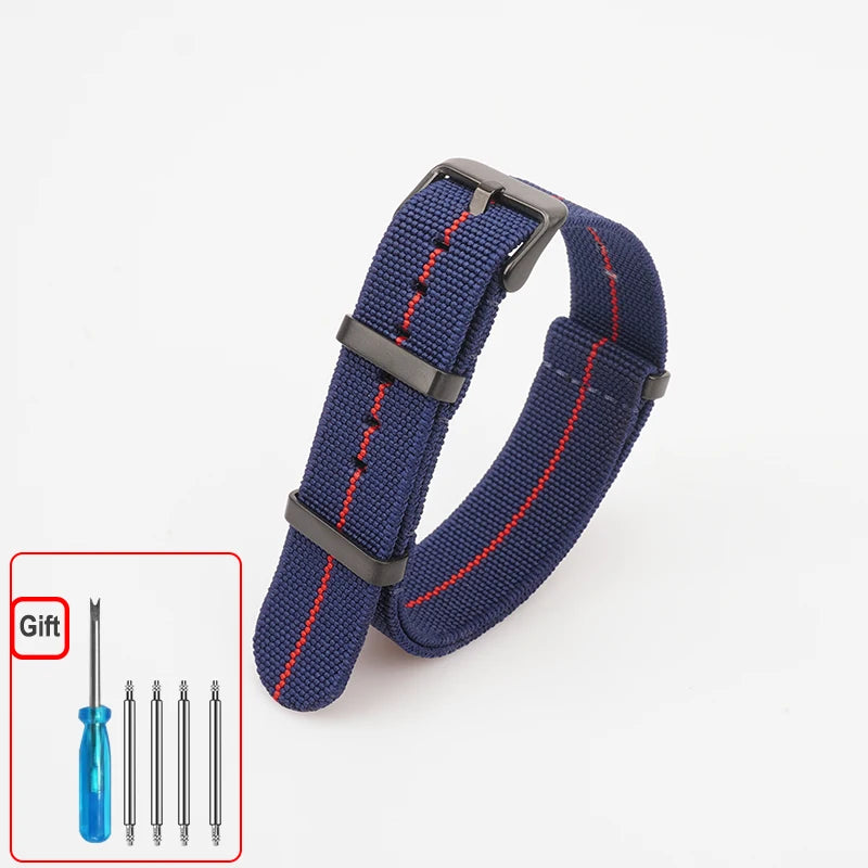 Washable Elastic Nylon Watchband For Seiko 60s French Troops Parachute Bag Nato Strap 18mm 20mm 22mm Outdoor waterproof bracelet