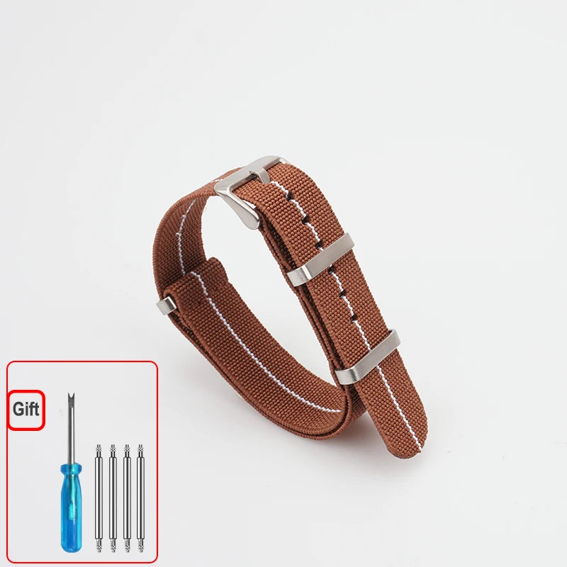 Washable Elastic Nylon Watchband For Seiko 60s French Troops Parachute Bag Nato Strap 18mm 20mm 22mm Outdoor waterproof bracelet