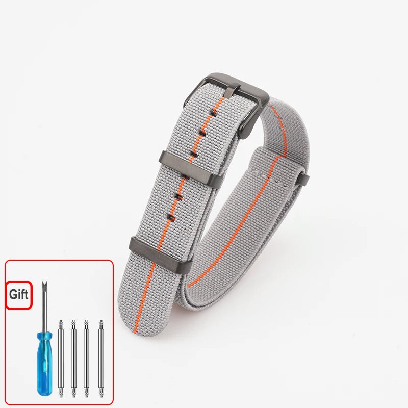 Washable Elastic Nylon Watchband For Seiko 60s French Troops Parachute Bag Nato Strap 18mm 20mm 22mm Outdoor waterproof bracelet