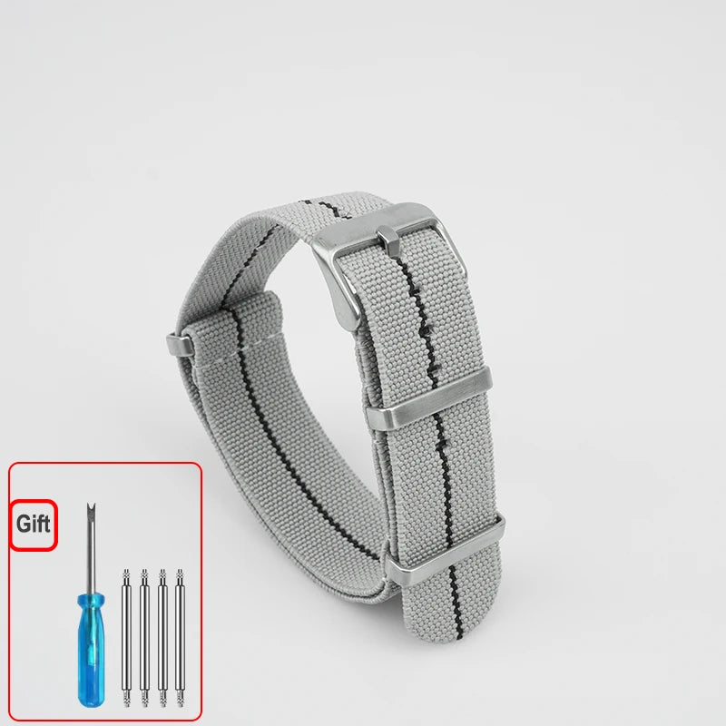 Washable Elastic Nylon Watchband For Seiko 60s French Troops Parachute Bag Nato Strap 18mm 20mm 22mm Outdoor waterproof bracelet