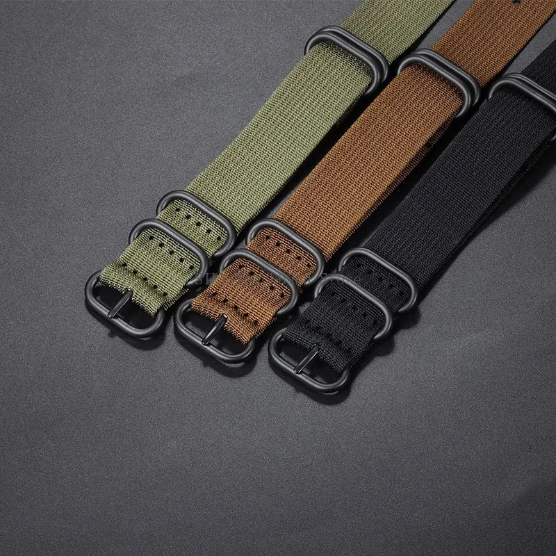 Nylon Braided Watch Band Men Women Smart Watch Straps Woven Canvas Sport Bracelets 5-ring Buckle Universal Replacement Wristband