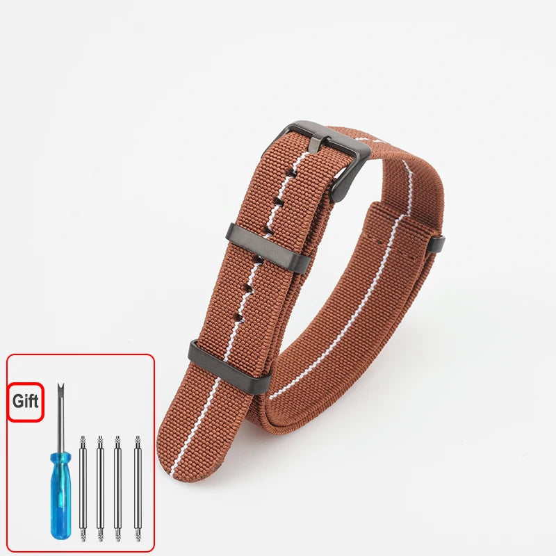 Washable Elastic Nylon Watchband For Seiko 60s French Troops Parachute Bag Nato Strap 18mm 20mm 22mm Outdoor waterproof bracelet