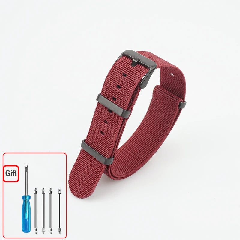 Washable Elastic Nylon Watchband For Seiko 60s French Troops Parachute Bag Nato Strap 18mm 20mm 22mm Outdoor waterproof bracelet