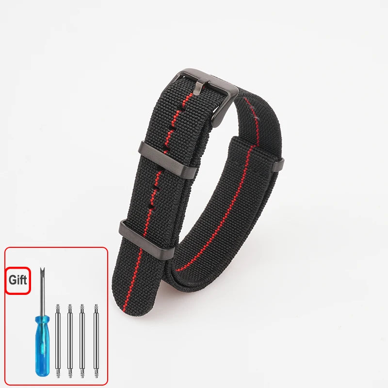 Washable Elastic Nylon Watchband For Seiko 60s French Troops Parachute Bag Nato Strap 18mm 20mm 22mm Outdoor waterproof bracelet