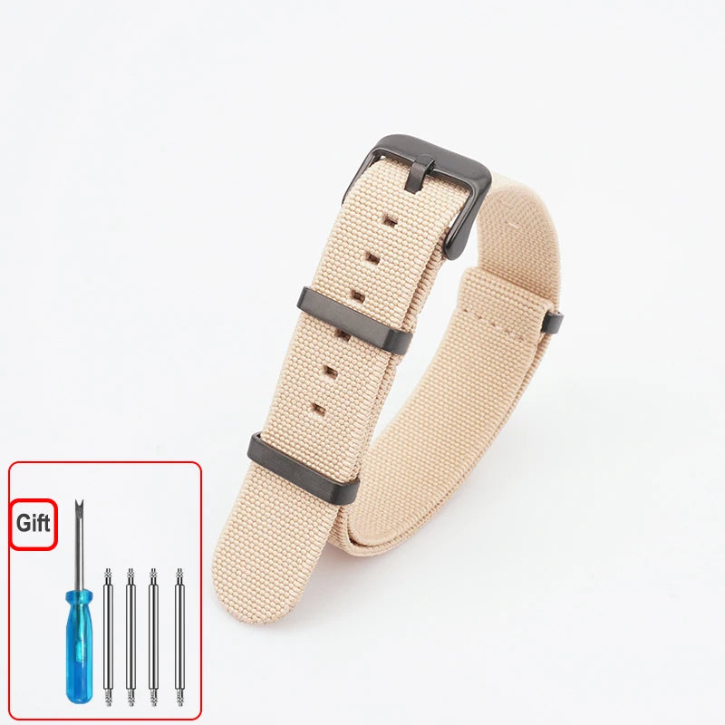 Washable Elastic Nylon Watchband For Seiko 60s French Troops Parachute Bag Nato Strap 18mm 20mm 22mm Outdoor waterproof bracelet